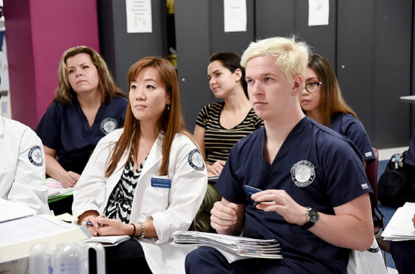 student in skills lab