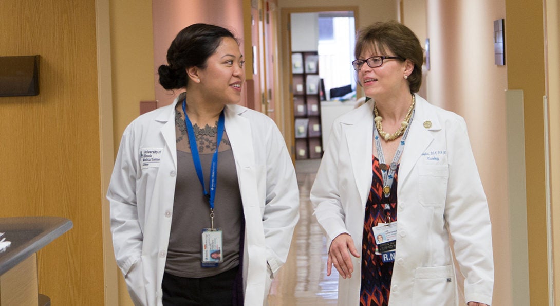 two nurses talking to each other