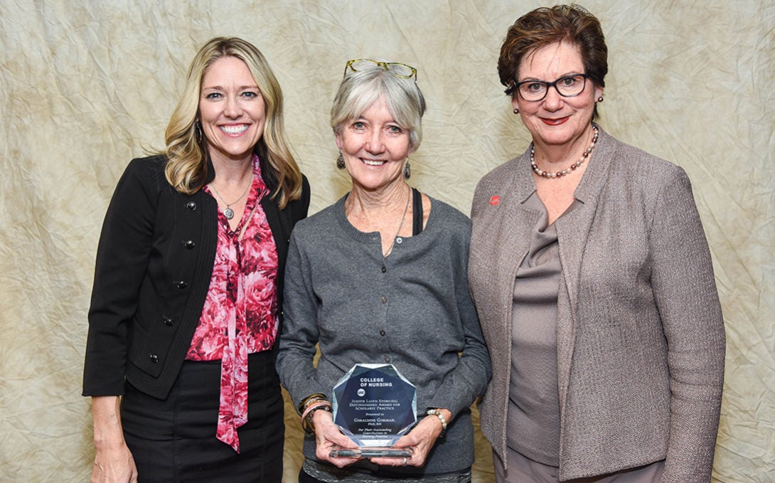 Gerry Gorman with Susan Corbridge and UIC Nursing Dean Terri Weaver