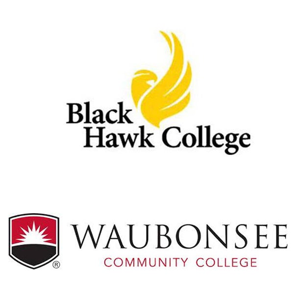logos for Black Hawk College and Waubonsee Community College