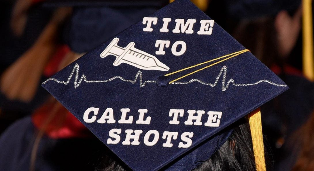 shot of mortarboard decorated with 