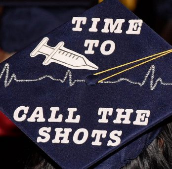 shot of mortarboard decorated with 