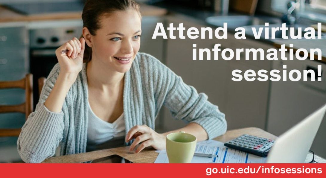 Student attending virtual info session