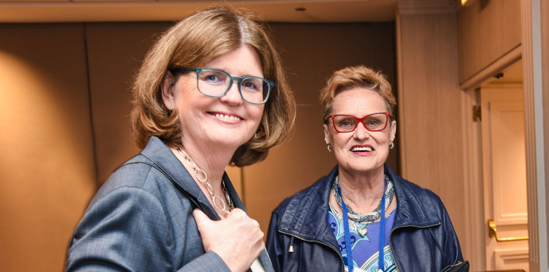 UIC Nursing Dean Eileen Collins and Professor Emerita Barbara McFarlin, PhD ’05, MS ’84, BSN ‘74, CNM