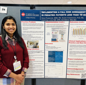 DNP student Sunu Punnoose with project poster 