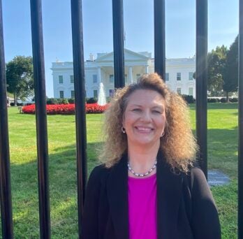 Krista Jones in front of White House 